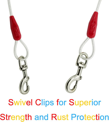 Petest 25ft Reflective Tie-Out Cable for Small Dogs Up to 35 Pounds