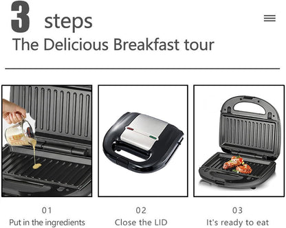 6 in 1 Mini Donut Maker, Double Sided Heating Waffle Maker Sandwich Maker Grill Maker Madeleines Maker Nut Cake Maker Non Stick Small Breakfast Machine with 10 Removable Plates