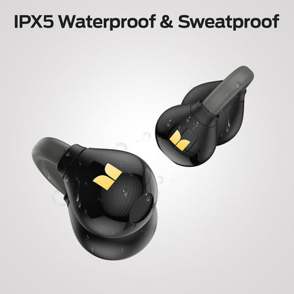 Monster Open Ear AC500 Headphones, Clip-On Earbuds, Bluetooth 5.3 Earphones, Lightweight Comfort, Hi-Fi Sound, 30H Playtime, Touch Control, IPX5 Waterproof Wireless Earbuds for Sport Workout