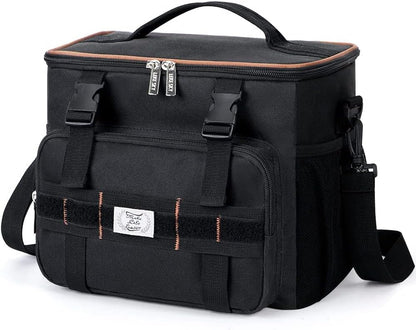 Lekebobor Tactical Lunch Bag for Men, Leakproof Large Insulated Lunch Box with Molle, Waterproof Cooler Bag for Adults Men Outdoor Picnic Travel Office, 24Can (15L), Black
