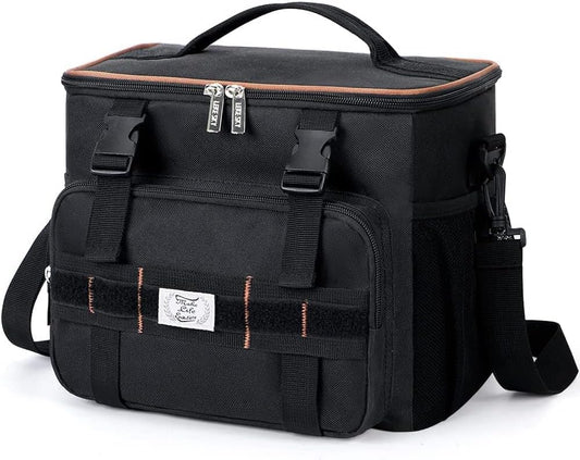 Lekebobor Tactical Lunch Bag for Men, Leakproof Large Insulated Lunch Box with Molle, Waterproof Cooler Bag for Adults Men Outdoor Picnic Travel Office, 24Can (15L), Black