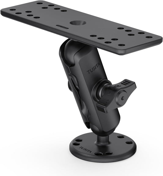 TUSITA Universal Marine Electronic Mount - B Size Medium, Aluminum Fish Finder Mount with 1" Ball for Boat, 360° Rotation, High Salt Water Resistant, Compatible with Garmin, Lowrance and More