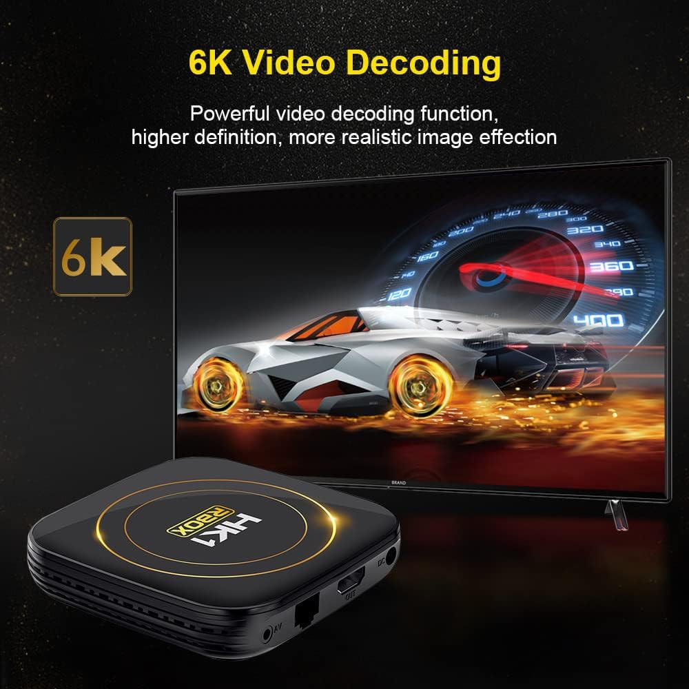 Android Box 12.0 HK1 Box Andorid TV Box 12.0 4GB RAM 64GB ROM H618 with Dual-WiFi 5G Hz/2.4GHz BT 4.0Ethernet 6K 3D USB 2.0 Ultra HD