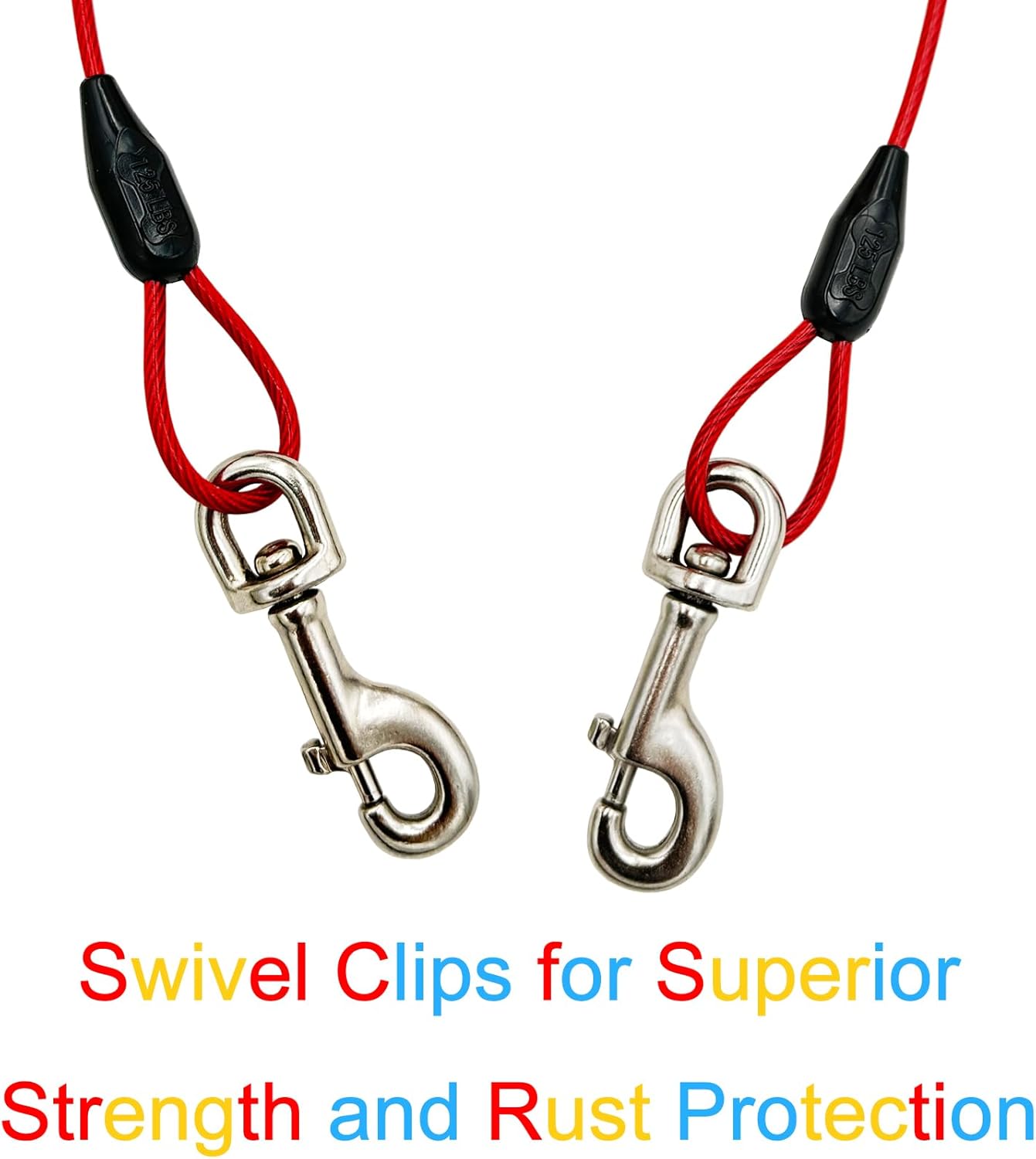 Petest 25ft Reflective Tie-Out Cable for Small Dogs Up to 35 Pounds