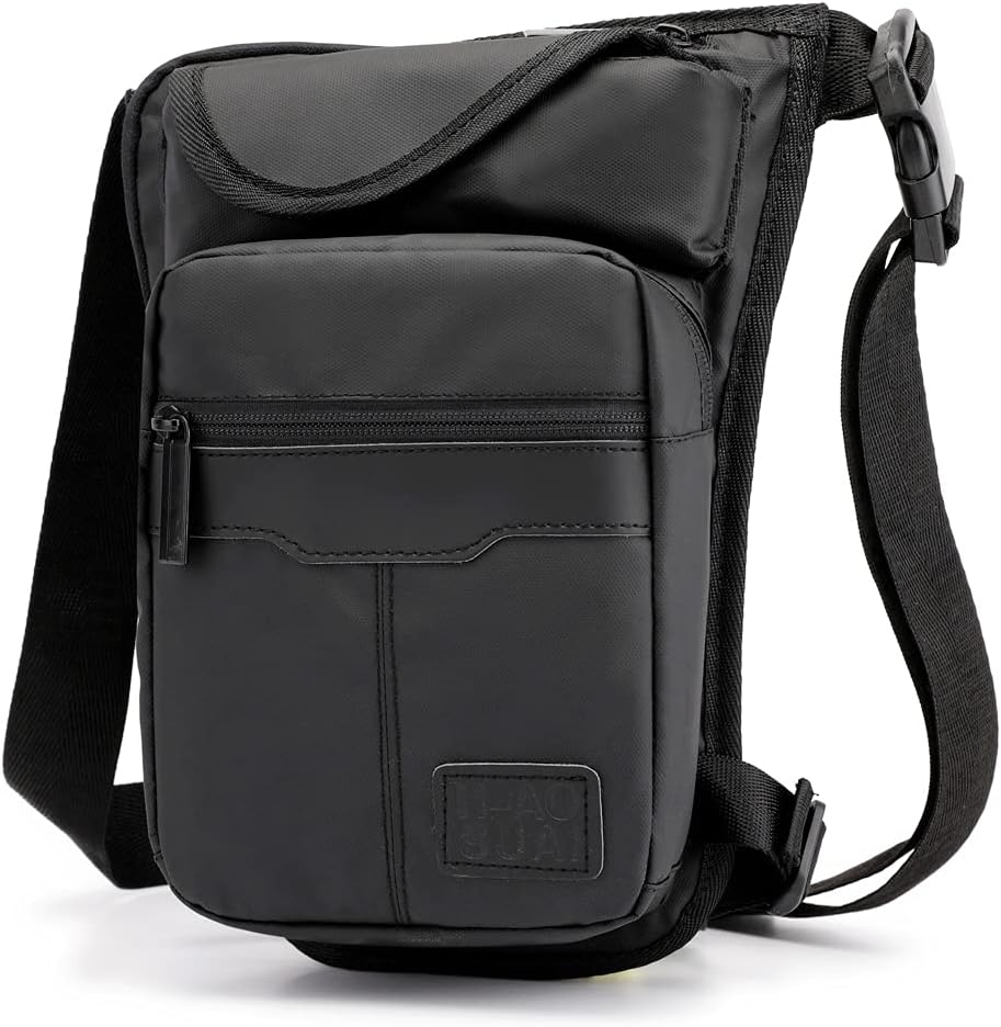 Motorcycle Drop Leg Bag Nylon Waist Pack for Men Women Travel Hiking Tactical Cycling Bike Ride Riding Crossbody Shoulder Fanny Pouch