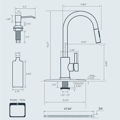 FORIOUS Kitchen Faucet with Pull Down Sprayer, Stainless Steel Single Handle Classic Sink Faucet 1 Or 3 Hole, Dual Function Faucet for Farmhouse, Camper, Laundry, Rv, Bar, Mattle Black