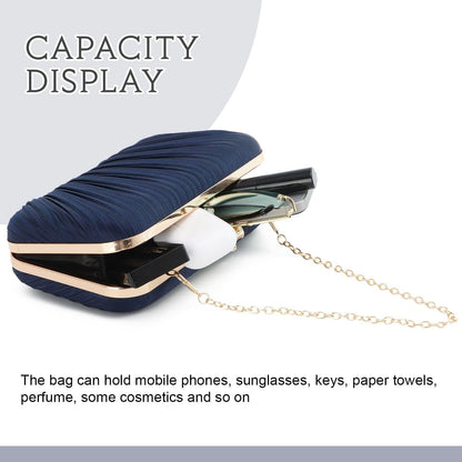 Clutch Purses for Women Evening Bag Pleated Clutch Bag with Chain Party Purses Handbag for Cocktail/Prom/Party/Wedding/Formal