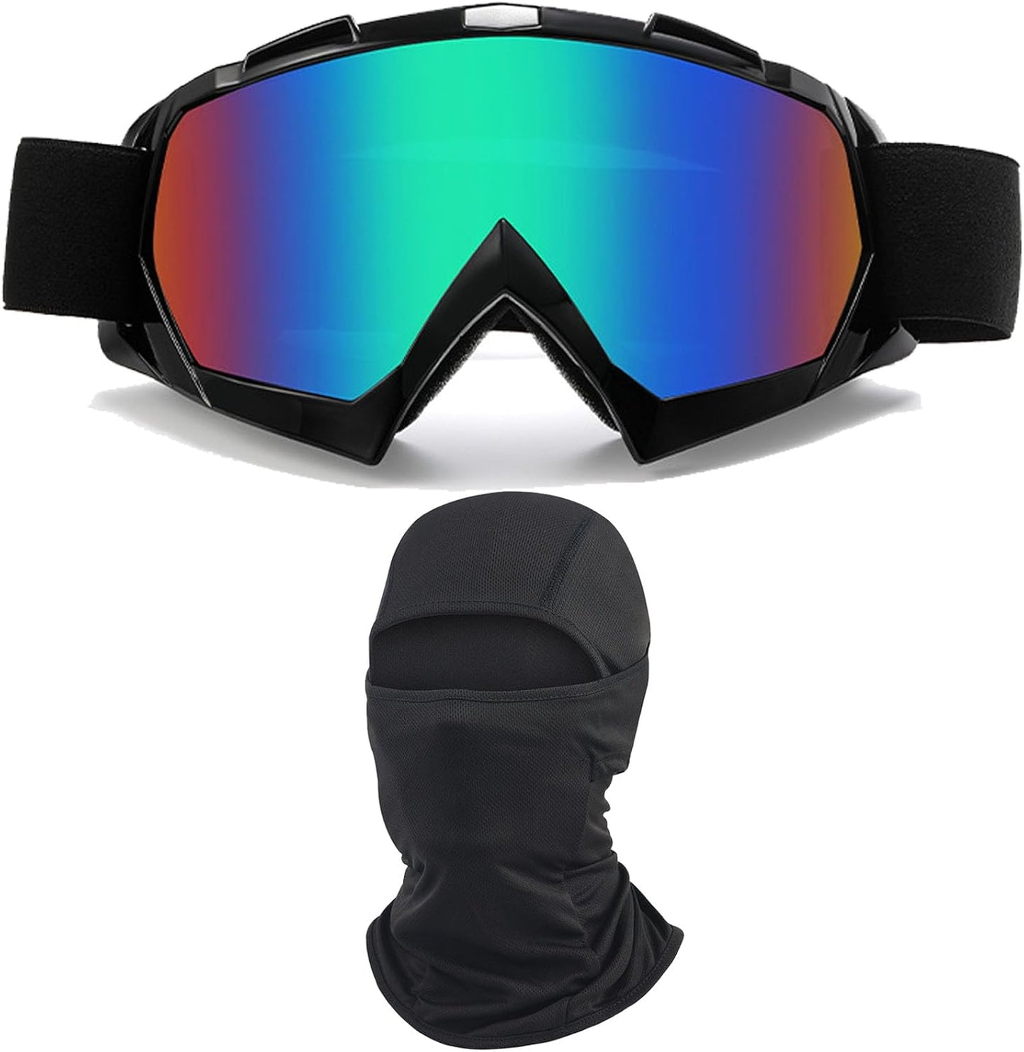 immoono Dirt Bike Motorcycle Goggles with Balaclava Face Cover, Motocross Riding Offroad Glasses for Men Women with Face Mask