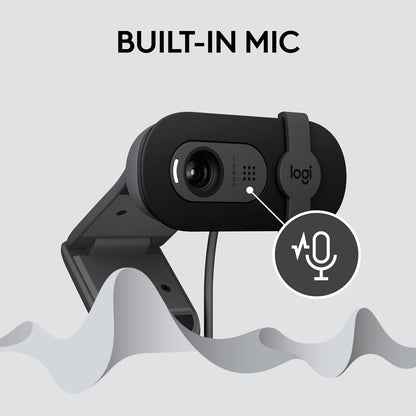 Logitech Brio 101 Full HD 1080p Webcam for Meetings and Streaming, Auto-Light Balance, Built-in Mic, Privacy Shutter, USB-A, for Microsoft Teams, Google Meet, Zoom and More - Black