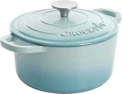 Crock-Pot Artisan Round Enameled Cast Iron Dutch Oven, 5-Quart, Aqua