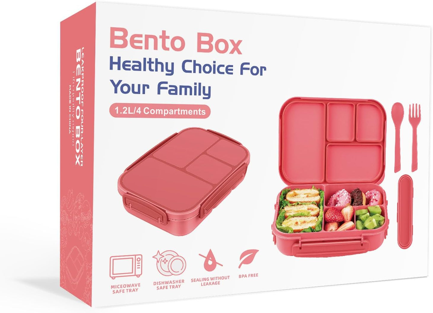 Amathley Lunch Box Kids,Bento Box Adult Lunch Box,Leakproof Lunch Containers for Adults/Kids/Toddler,1200ML-4 Compartments bento Lunch box with Utensil,Microwave & Dishwasher Safe(Dark Gray)