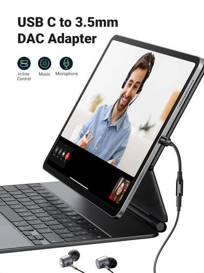 UGREEN USB C to 3.5mm Headphone Audio Adapter, HiFi DAC Stereo 24bit/96kHz USB C to Aux Jack, Dongle Earphone Compatible with iPhone 15 Pro, iPad, Galaxy S24 S23 Ultra, Pixel, 10cm