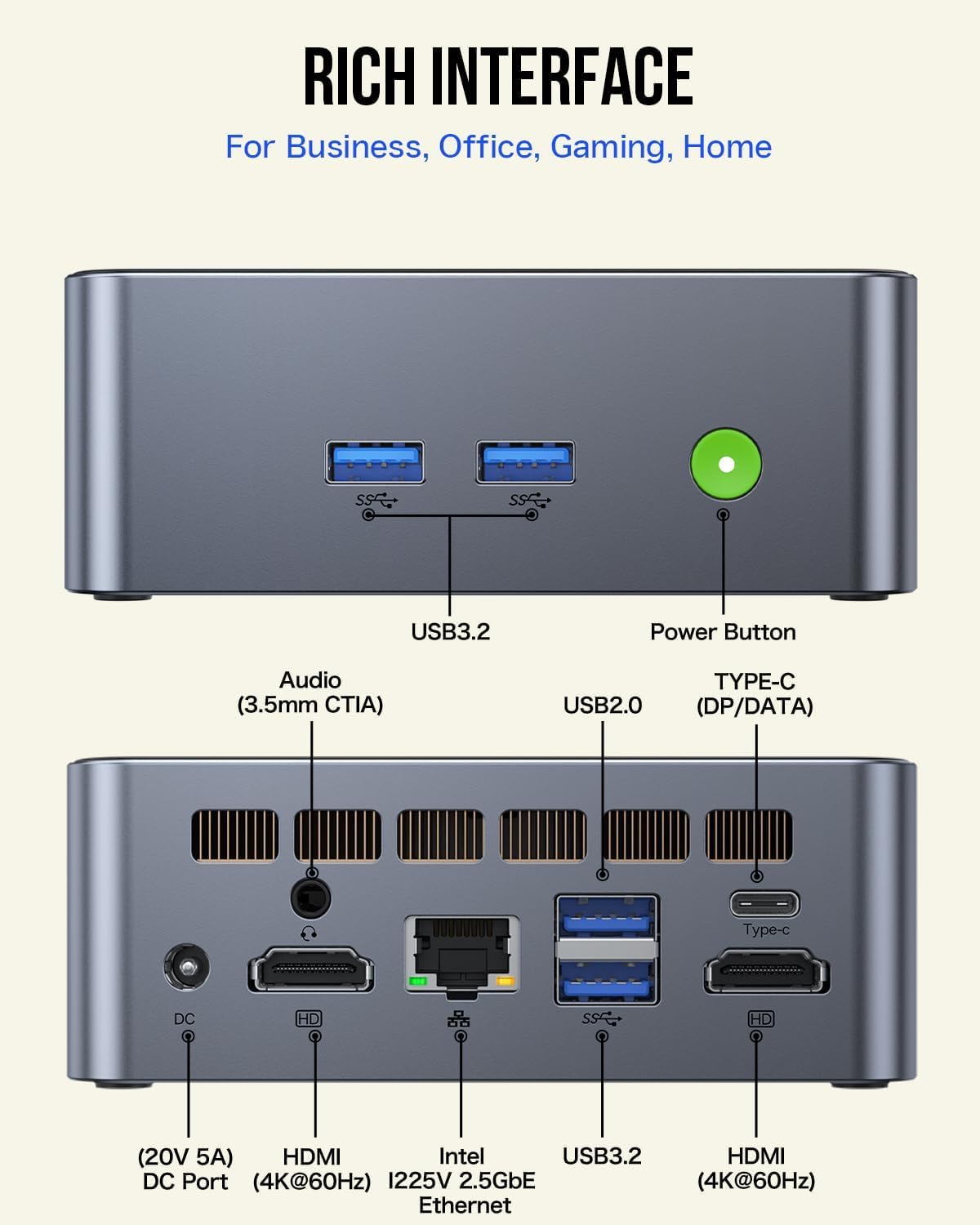 GMKtec Mini PC Intel Core i9 12900HK(14C/20T 5.0 GHz) W11 Pro, Desktop Computer 32GB DDR4 RAM+1TB NVMe SSD, Triple 4K Display, WiFi 6, BT5.2, USB-C M3 Plus
