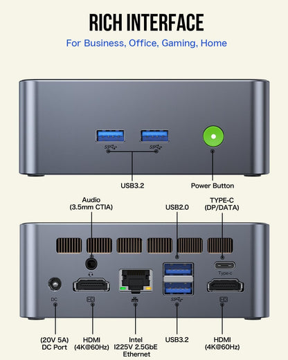 GMKtec Mini PC Intel Core i9 12900HK(14C/20T 5.0 GHz) W11 Pro, Desktop Computer 32GB DDR4 RAM+1TB NVMe SSD, Triple 4K Display, WiFi 6, BT5.2, USB-C M3 Plus