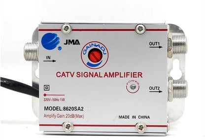 Adjustable 1 in 2/3/4/6/8 Out Cable TV Splitter Amplifier 20dB Digital TV Antenna Signal Booster(1 in 6 Out)