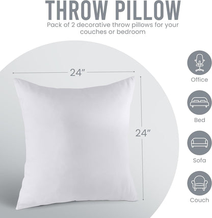 Utopia Bedding Throw Pillows Insert (Pack of 2, White) - 20 x 20 Inches Bed and Couch Pillows - Indoor Decorative Pillow