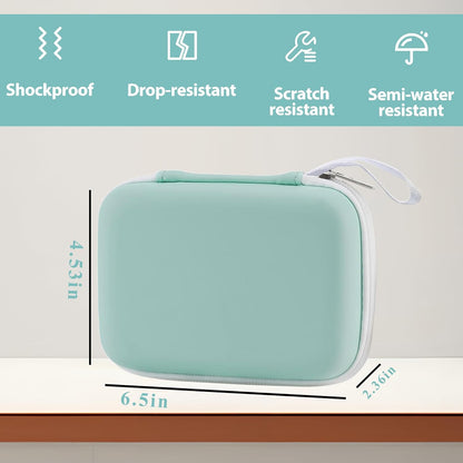 TUGUAI Label Maker Case Compatible with NiiMbot D11 D110 SUPVAN E10 Phomemo D30 Nelko P21 Label Printer, Hard Carrying Container Storage Holder Organizer for Tape Roll, Charging Cable, Green