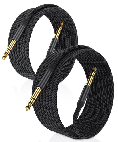 Elebase 1/4 Inch TRS Instrument Cable 10ft 2Pack,Straight 6.35mm Guitar Bass AMP Cord,Quarter inch Male Jack Stereo Audio Balanced TRS Line for Electric Guitar,Bass,Keyboard,Mixer,Amplifier,Speaker