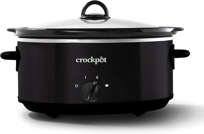 7-Quart Manual Slow Cooker | Black Oval Cooker with 3 Heat Settings
