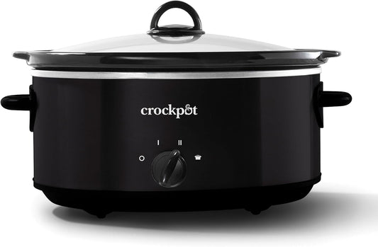 7-Quart Manual Slow Cooker | Black Oval Cooker with 3 Heat Settings