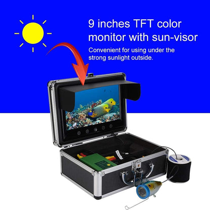 Underwater Fish & Depth Finders Camera, Portable 9 inch LCD Waterproof Monitor HD 15PCS White LEDs and 15PCS Infrared Lamps 1000TVL 30M Deep-sea Probe VR Video Cam for Ice Sea Boat Lake Fishing(US)