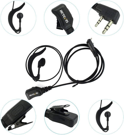Retevis Walkie Talkie Earpiece with Mic, Volume Control, 2 Pin, for RetevisRT21 RT68H H777H H777, Compatible with Baofeng BF-888S Kenwood Walkie Talkies, Two Way Radio Earpiece(10 Pack)