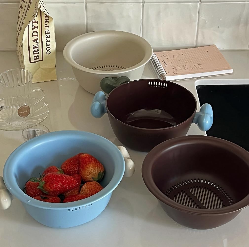 Kitchen Washbas Food Strainer Drain Basket Rotating Drainer Double-Layer Basin Vegetable Fruit Washing Strainer