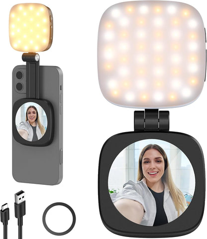 NEEWER ENTRY LEVEL VERSION Magnetic Selfie Light Compatible with MagSafe iPhone, 4 Mode CRI95+ 914lx 1.5W Plastic Folding Small LED Phone Fill Ring Lighting for Recording Makeup Video Conference,NL40R