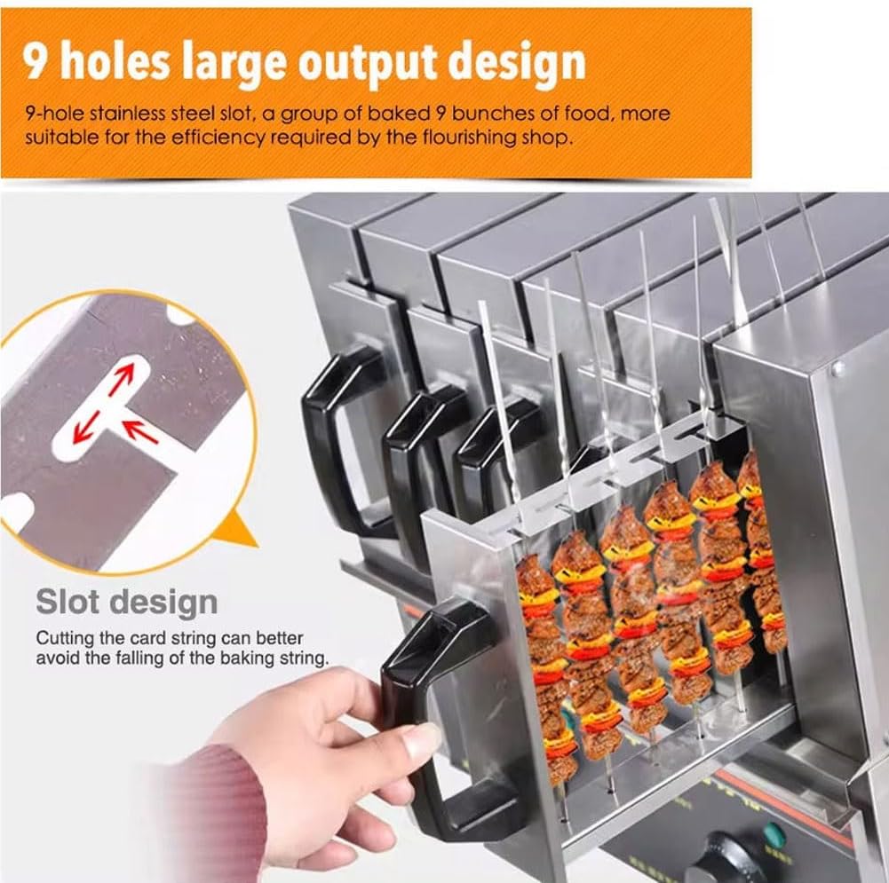Electric BBQ Grill Machine 3600W Commercial Smokeless Kebab Barbecue Skewer 5 Groups BBQ 50 skewers Grill Oven with Adjustable Temperature for Indoor Outdoor Garden Picnic Camping Seafood Meat
