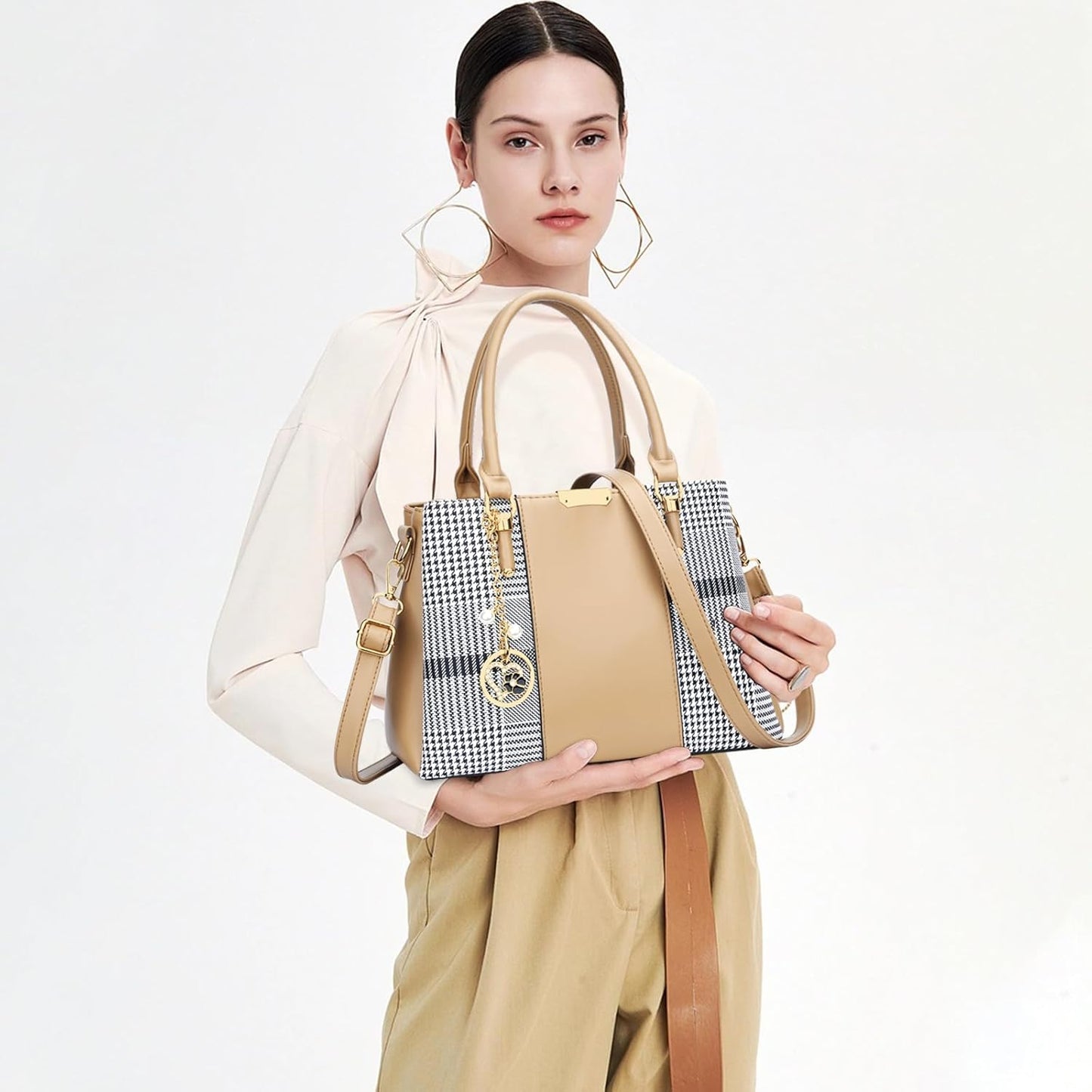 KKXIU Trendy Tote Bag for Women Lightweight Oxford Big Capacity Shoulder Purses and Handbags