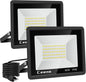 Ceena 2 Pack 60W Plug in LED Flood Light Outdoor, 6000lm Super Bright Floodlight with 5.9FT Wire, IP66 Waterproof 6000K LED Work Light for Garage, Yard, Patio, Front Door