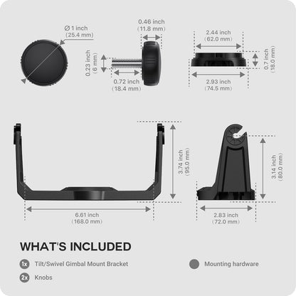 TUSITA Fish Finder Tilt/Swivel Gimbal Mount Bracket and Knobs Compatible with Garmin Striker 5cv 5dv 7cv 7dv 7sv,Vivid 5cv 7cv 7sv,ECHOMAP UHD2 5" 7" cv 010-12439-01