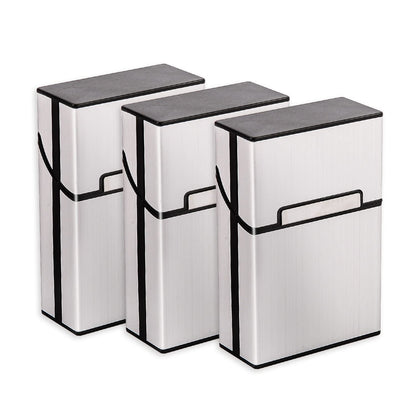 3 Packs Aluminum Cigarette Case, Holder & Tin - Metal Pocket Cigar & Tobacco Box for Men & Women - Gray/Silver/Rose Gold/Champagne