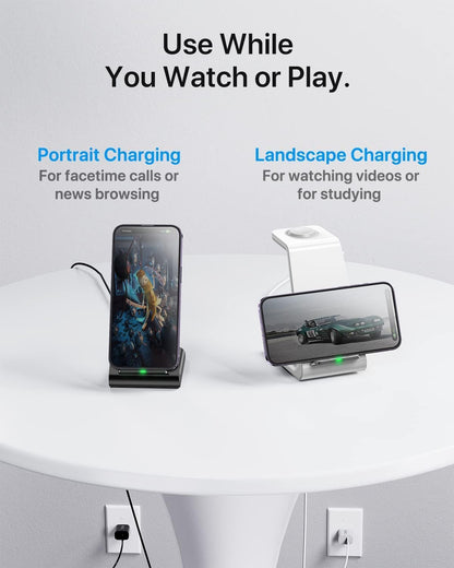 Intoval Wireless Charging Station,3 in 1 Charger for Apple iPhone/iWatch/Airpods,iPhone16,15,14,13,12,11 (Pro,Pro Max)/XS/XR/XS,iWatch10/9/8/Ultra2/1/7/6/SE/5/4/3/2,Airpods Pro2/Pro/3/4 (A3,Black)
