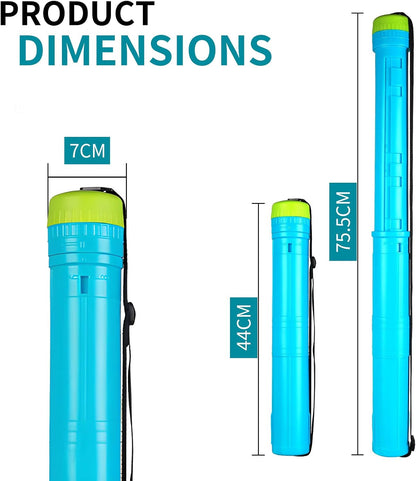 3 Piece Painting Tube Blueprint Box, Length Adjustable 17.3‘ - 29.7’, Poster Tube with Shoulder StrapRetractable Art Plastic TubeBlack Storage Tube, Waterproof and Lightproof (Colorful)