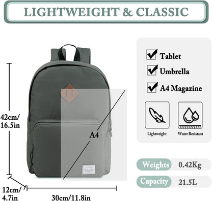 VASCHY Lightweight School Backpack for Women with Sleeve for 14" Laptop