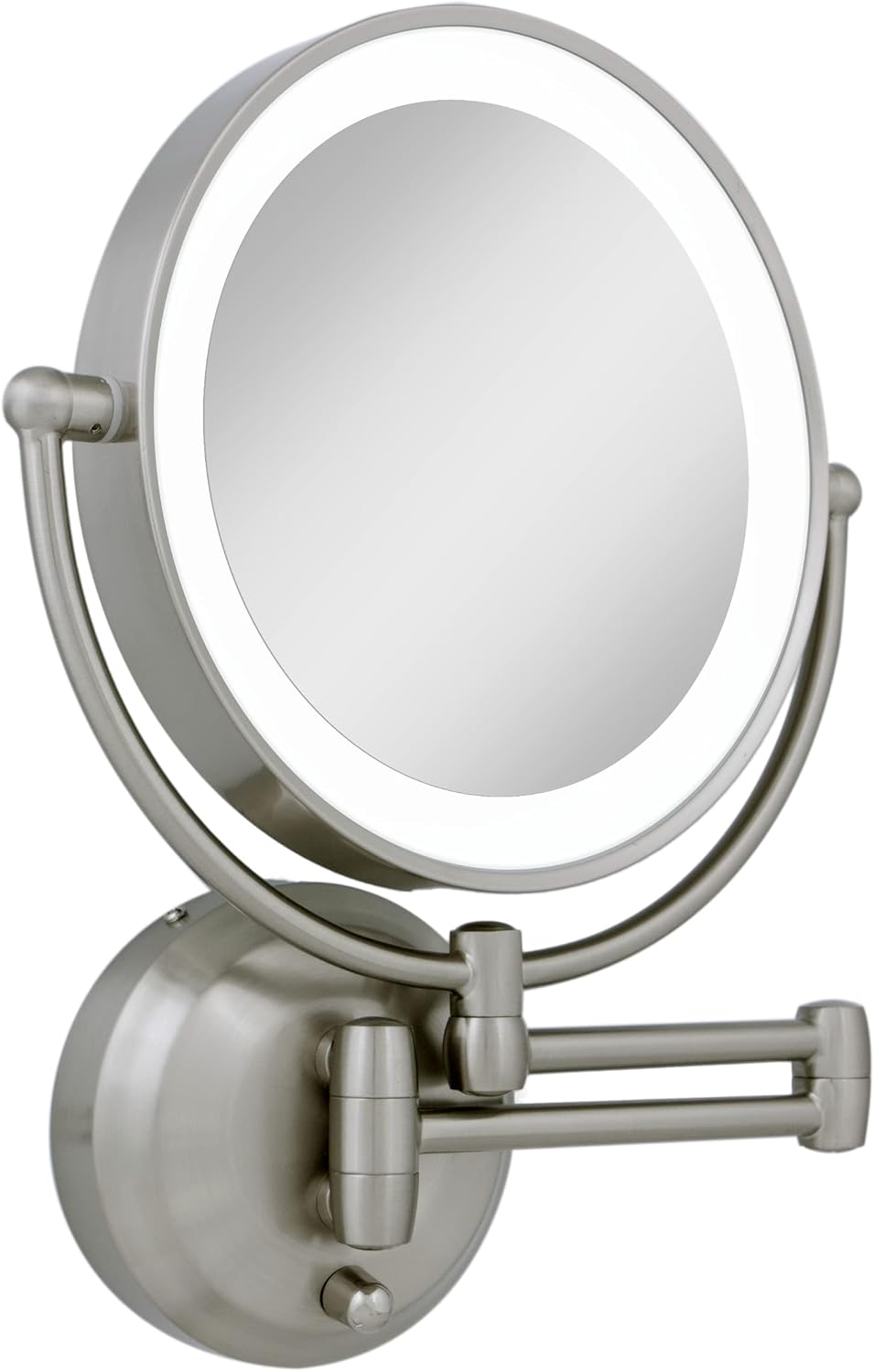 Zadro LED Wall Mount Makeup Mirror with Magnification, 360° Rotation, 48 cm Extension (37cm x 28cm | 5X/1X | Satin Nickel)