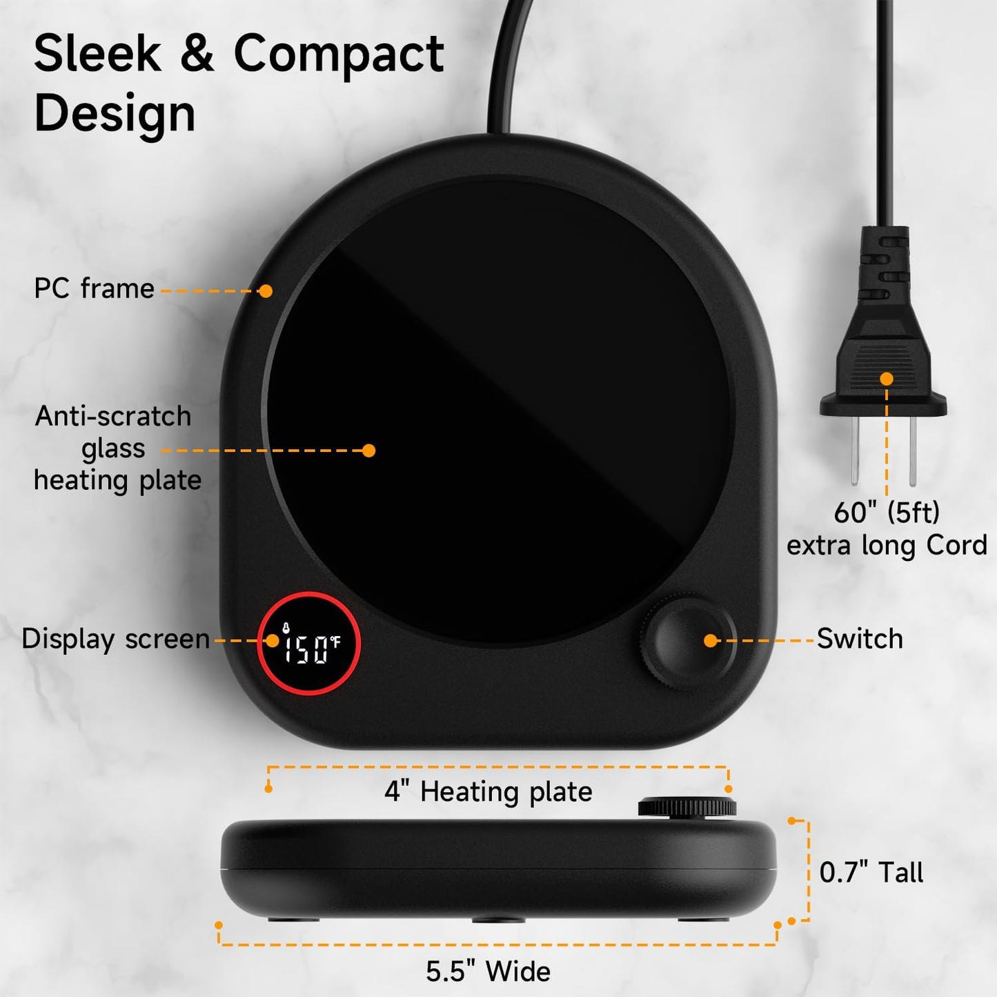 Coffee Mug Warmer, Cup Warmer for Desk with Auto Shut Off, Electric Smart Beverage Warmer with Two Temperature Settings, Candle Wax Warmer Heating Plate…