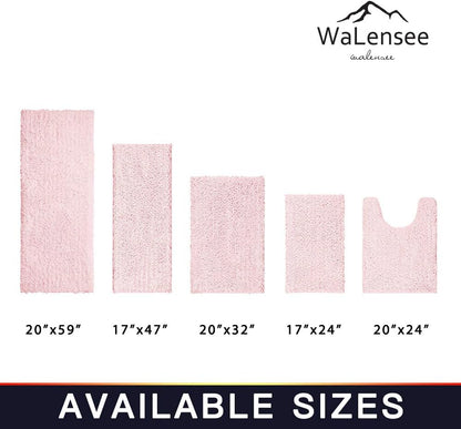 Walensee Bathroom Rug Non Slip Bath Mat (24x17 Inch Blush) Water Absorbent Super Soft Shaggy Chenille Machine Washable Dry Extra Thick Perfect Absorbant Best Small Plush Carpet for Shower Floor