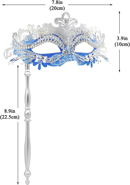 Coddsmz Masquerade Mask with Stick Venetian Mask Mardi Gras Decorations for Womens Halloween Costume Mask