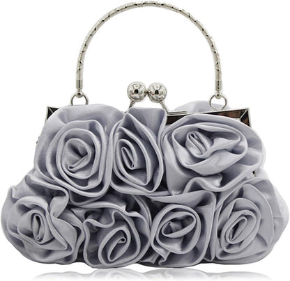 JAMBHALA Women Evening Clutch Bag Floral Satin Purses with Detachable Strap for Wedding, Party, Prom