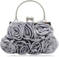 JAMBHALA Women Evening Clutch Bag Floral Satin Purses with Detachable Strap for Wedding, Party, Prom