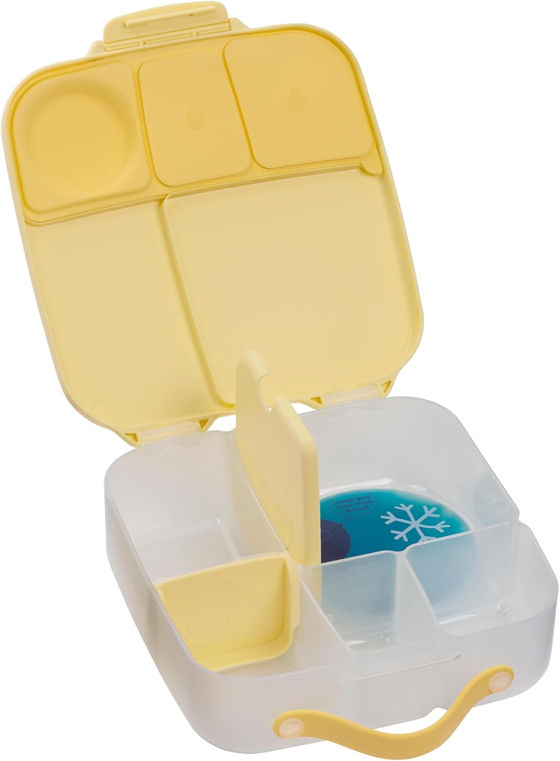 b.box 5-Compartment bento Style Lunch Box for Kids, Toddlers, Childrens, BPA-Free Food Storage Container with Cooler Pack, ON-The-GO Food Box with Handles Included Custom Divider, Lemon Twist