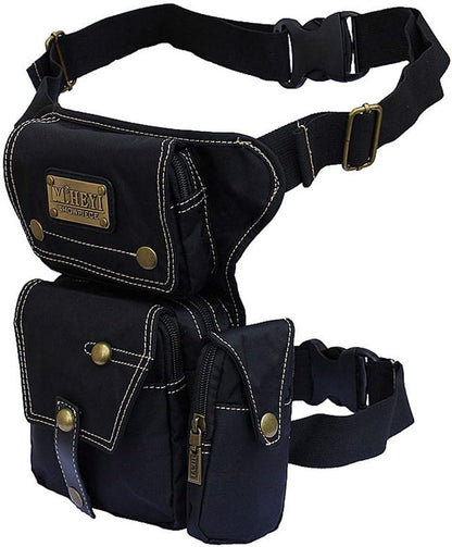 Motorcycle Drop Leg Bag Nylon Waist Pack for Men Women Travel Hiking Tactical Cycling Bike Ride Riding Crossbody Shoulder Fanny Pouch