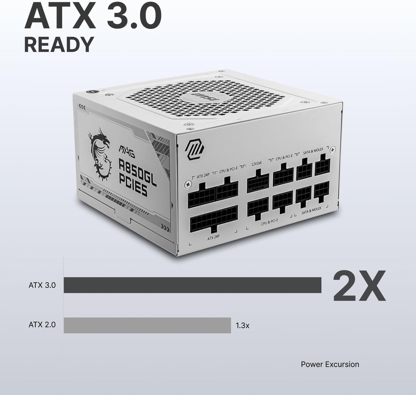 MSI MAG A750GL PCIE 5 Gaming Power Supply - Full Modular - 80 Plus Gold Certified 750W - Compact Size - ATX PSU - PuriLite
