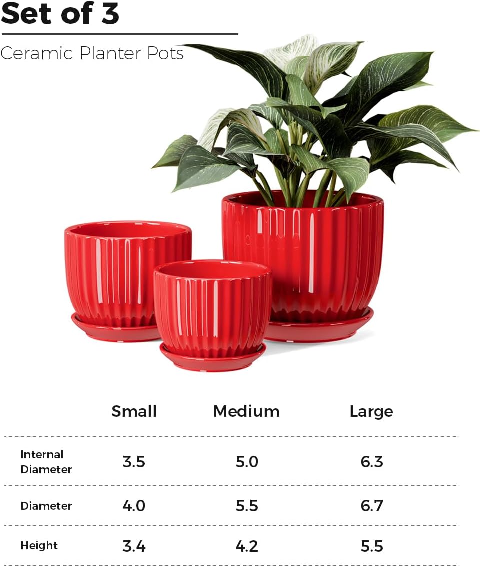 Purilite Select 3-Piece Ceramic Indoor Planter Set