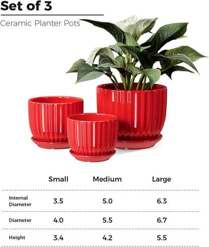Purilite Select 3-Piece Ceramic Indoor Planter Set