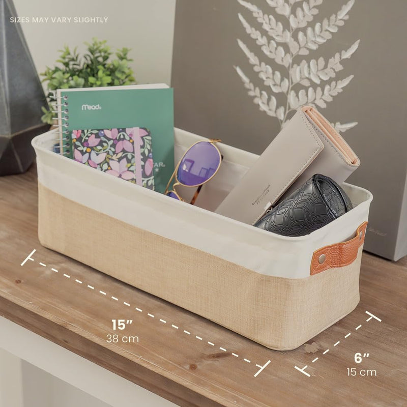 OrganiHaus Large Fabric Storage Baskets for Shelves 3 Pack, 15x11in Closet Storage Bins for Shelves, Cloth Baskets, Fabric Storage Cubes, Linen Closet Organizers, Fabric Basket, White Basket