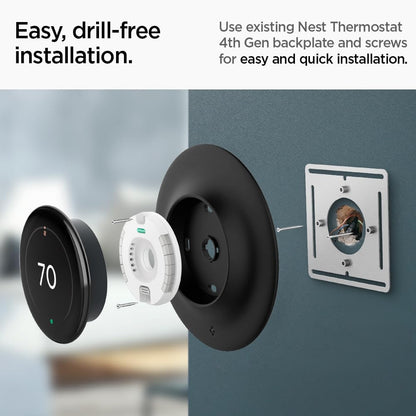 Spigen Wall Plate Designed for New Google Nest Learning Thermostat 4th Generation (2024) Wall Plate - Matte Black