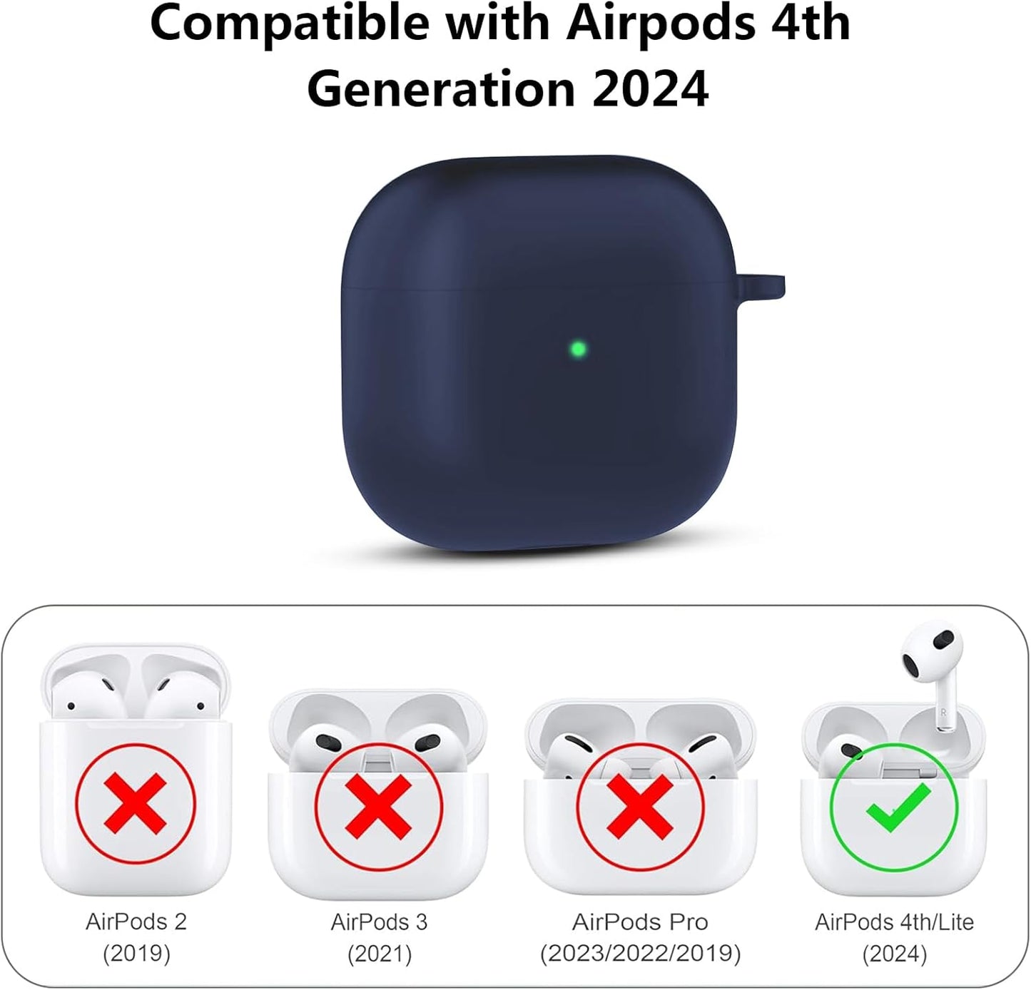 Aircawin for Airpods 4 Case Cover,Shockproof Case for Airpods 4th Generation Case Cover 2024,Premium Silicon Case with Keychain and Cleaing Pen for Airpods 4 Gen, Wireless Earphone Accessories-Blue
